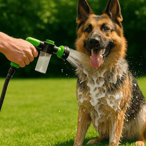 WeJet – ראש רחצה לכלבים עם מיכל סבון מובנה
