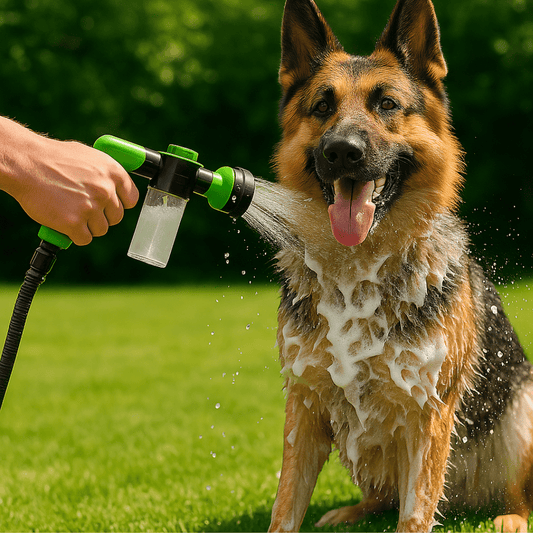 WeJet – ראש רחצה לכלבים עם מיכל סבון מובנה